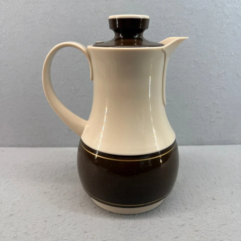 Vintage Thermos No 570 Ingried Coffee Carafe West Germany Cream Brown MCM 10in